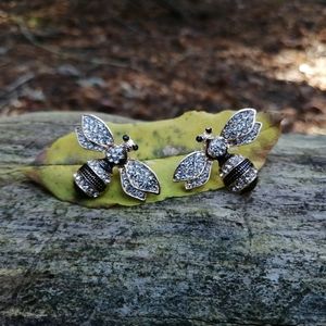 Bee earrings with tiny stones.